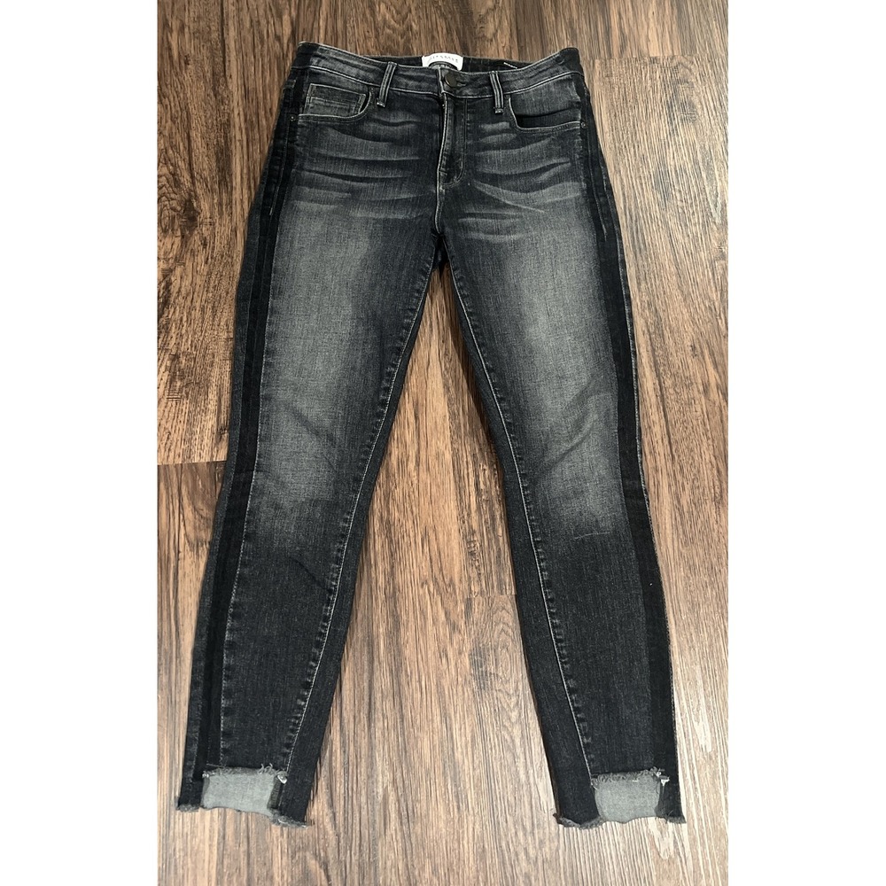 Parker Smith Twisted Seam Skinny Jeans Women's SZ 28 Raw Hem Side Stripe